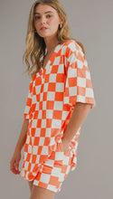 Load image into Gallery viewer, Checkered Print V Neck Top &amp; Shorts Lounge Set