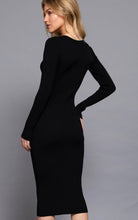 Load image into Gallery viewer, Long Sleeve Henley Neck with Snap Button Sweater Dress