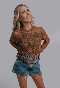 Roses Lace Top - Carmel