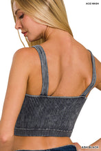 Load image into Gallery viewer, Washed Ribbed Cropped Seamless V-Neck Tank Top