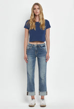 Load image into Gallery viewer, High Rise Cuff Straight Jeans