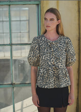 Load image into Gallery viewer, Animal Print Front Bow Tie Peplum Blouse