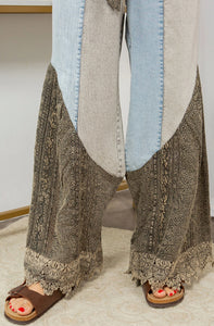 Wild West Lace Rhapsody Denim Lace Flare Pants
