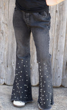 Load image into Gallery viewer, Amy Black Bootcut Denim Jeans w/ Pear Detail