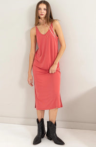 Soft V Neck Midi Dress