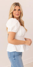 Load image into Gallery viewer, Jacquard Babydoll Top, White