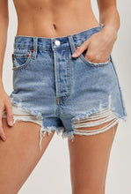 Load image into Gallery viewer, Distressed Mid-Rise Denim Shorts