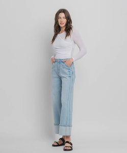 Kris Seamed Cuffed Baggy Wide Leg Jeans