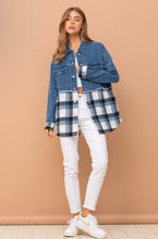 Load image into Gallery viewer, Denim Quilted Plaid Mix Oversized Jacket