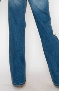 Hybrid Stretch Ripped Relaxed Flare Jeans