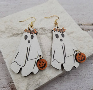 Halloween White Ghost Earrings