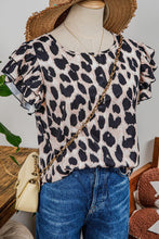 Load image into Gallery viewer, Leopard Print Layered Ruffled Short Sleeve Top