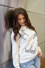 Load image into Gallery viewer, Blurred Lines Sequin Embroidery Zebra Sweatshirt