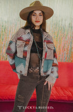 Load image into Gallery viewer, Mocha Corduroy With Aztec Print Jacket