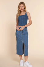Load image into Gallery viewer, Front Lined Detail Back Zipper Stretch Denim Cami Top