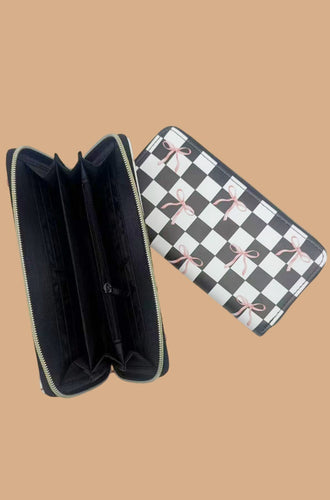 Trendy Bow Ribbon Vegan Leather Long Wallet