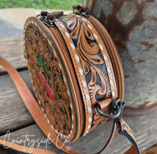Load image into Gallery viewer, Wild Cherry Tooled Leather Canteen Purse Limited Edition