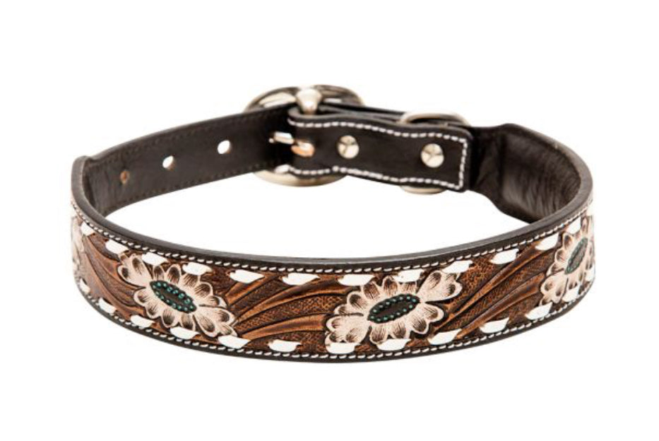 Hotshots Hand - Tooled Leather Dog Collar *Large*