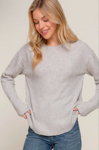 Long Sleeve Mock Neck Raised Seam Sweater