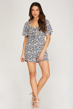 Load image into Gallery viewer, Short Sleeve Print Front Tie Romper