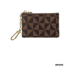 Monogram Vegan Leather Keychain Coin Card Holder