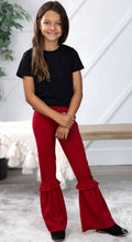 Load image into Gallery viewer, Girls Red Ruffle My Feathers Flare Pants With Ruffle, Black