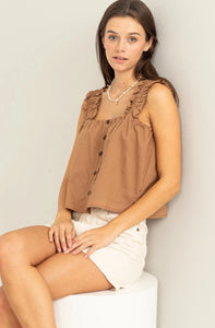 Button Down Sleeveless Top