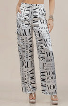 Load image into Gallery viewer, Vogue Print Satin Cargo Pants In Black n’ White