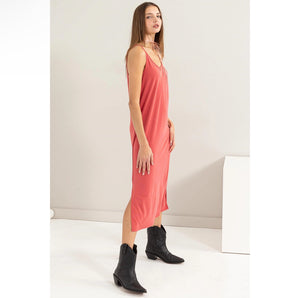 Soft V Neck Midi Dress