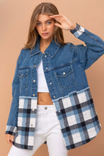 Load image into Gallery viewer, Denim Quilted Plaid Mix Oversized Jacket