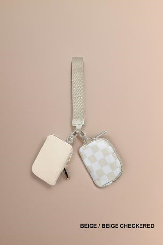 Dual Pouch Wristlet Keychain Wallet