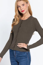 Load image into Gallery viewer, Long Sleeve Crew Neck Button Down Basic Cardigan