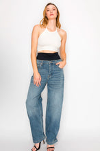 Load image into Gallery viewer, Adjustable Hem Knit Band Wide Leg Jeans