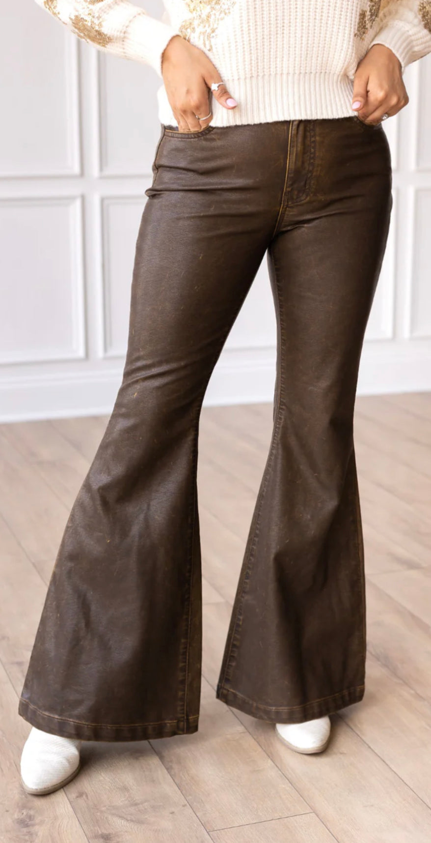 Rustic Elegance Leather Bellbottoms