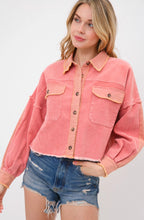 Load image into Gallery viewer, Washed Corduroy Contrast Detail Crop Grayed Jacket