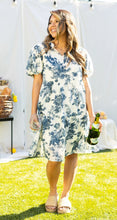 Load image into Gallery viewer, Blue &amp; Ivory Floral Dress