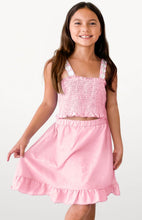 Load image into Gallery viewer, Girl&#39;s Eyelet 2pc Skirt Set w/ Smocking Tank