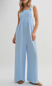 Casual Checkered Pocket Wide Leg Jumpsuit