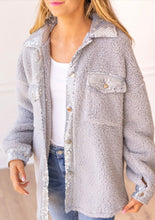 Load image into Gallery viewer, Misty Mountain Sequin Sherpa Silver Shacket