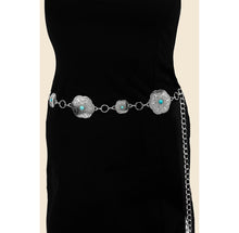 Load image into Gallery viewer, Floral Disc Western Concho Chain Belt - Silver