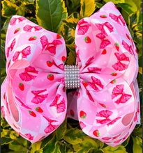 Load image into Gallery viewer, Coquette Bow &amp; Strawberry Printed Hair Bow