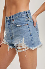 Load image into Gallery viewer, Distressed Mid-Rise Denim Shorts