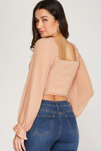 Load image into Gallery viewer, Long Sleeve Woven Crop Top With Side Zipper