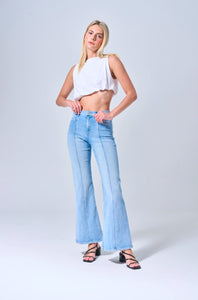 High Rise Ultra Stretch Flare with Center Seams - Sneak Peek Denim