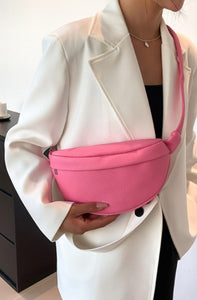 Pink Vegan Leather Crossbody Sling Bag