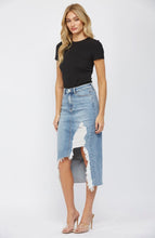 Load image into Gallery viewer, High Waisted Midi Skirt with Distressed