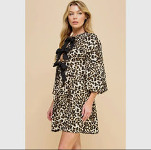 Load image into Gallery viewer, Print Woven Ribbon Tie Short Dress