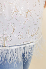 Load image into Gallery viewer, Mesh Top With With White Feathers