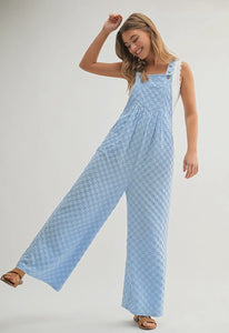 Casual Checkered Pocket Wide Leg Jumpsuit