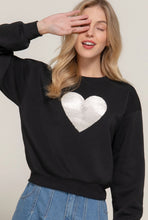 Load image into Gallery viewer, Long Sleeve Crew Neck Sequin Detail Inner Fleece Sweatshirt - Black
